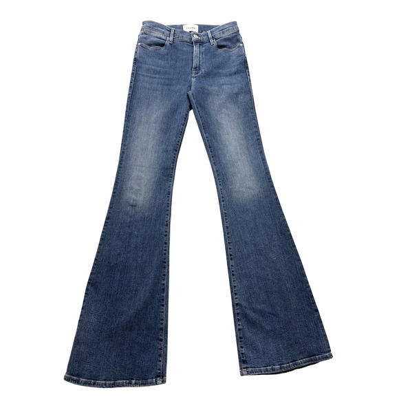 Frame Denim Denim - FRAME Le High Flare Jeans Womens 27 Blue Medium Wash High Rise Stretch